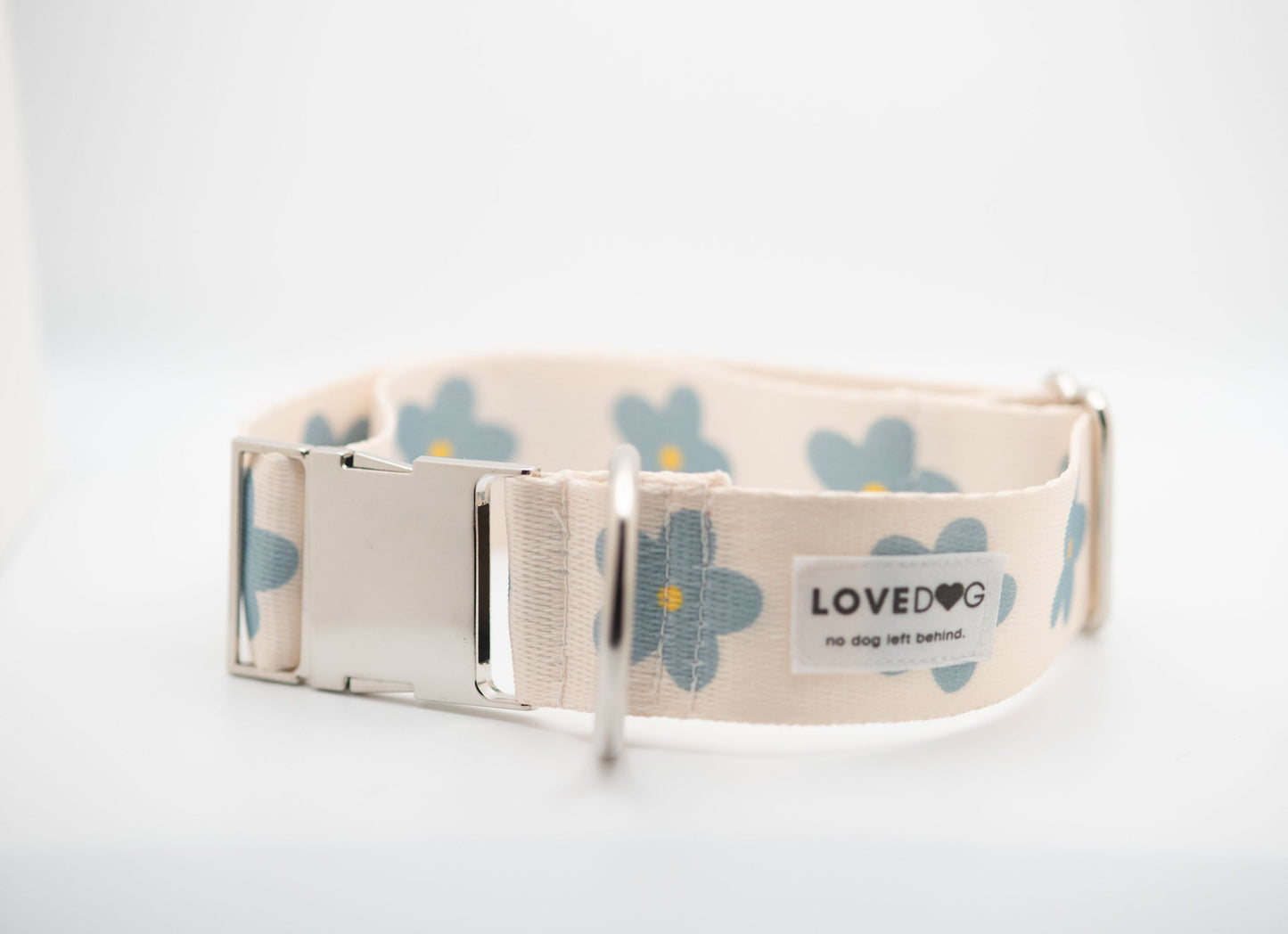 LOVEDOG Daisy In Blue Wide Luxe Dog Collar